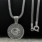 Ayyıldız Tasarımlı Cevşeni Kebir Dua Yazılı 925 Ayar Gümüş Kolye 