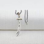 Hz Ali Yazılı Zülfikar Kılıç Tasarımlı Kalın Zincili 925 Ayar Gümüş Kolye