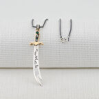 Hz Ali Zülfikar Kılıç Tasarımlı Yeşil Beyaz Taşlı 925 Ayar Gümüş Kolye