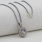 Cevşeni Kebir Dualı Osmanlı Tuğralı Gümüş Kadın Kolye