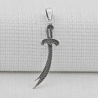 Nokta Desenli 925 Ayar Gümüş Zülfikar Kılıç Kolye Ucu