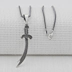 Nokta Desenli 925 Ayar Gümüş Zülfikar Kılıç Kolye