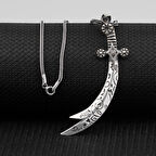 İşlemeli Zülfikar Kılıç Gümüş Kolye