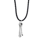 Tamir Anahtarı Tasarımlı 925 Ayar Gümüş Deri İpli Kolye 