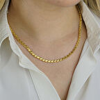 Altın Kaplama 4 MM 925 Ayar Gümüş Pullu Zincir Kolye 59 CM