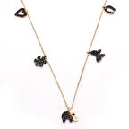 Kalpli Kelebek Kartanesi Motifli Zirkon Taşlı Kadın Gümüş Kolye