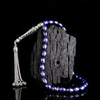 925 Ayar Gümüş Mine Püsküllü Renk Değiştiren Arpa Kesim His Taşı Tesbih