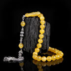 925 Ayar Gümüş Mineli Püsküllü 9,5 mm Damla Kehribar Tesbih