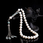 925 Ayar Mineli Gümüş Püsküllü Doğal İnci Taşı Tesbih