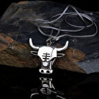 925 Ayar Gümüş Boğa Motifli Madalyon Kolye