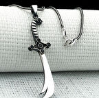 925 Ayar Siyah Taşlı Zülfikar Gümüş Kolye