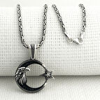 925 Ayar Gümüş Kartal Başlı Ayyıldız Kral Zincir Kolye