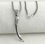 925 Ayar Gümüş Kırmızı Taşlı Zülfikar Kolye