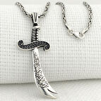 925 Ayar Gümüş La Feta İlla Ali La Seyfe İlla Yazılı Zülfikar Kral Zincir Kolye