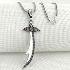 925 Ayar Gümüş Kırmızı Taşlı Zülfikar Kolye