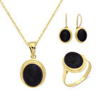 Simli Taşlı Altın Üçlü Nostalji Takım (TKM0053)