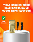 Altın Renk Kablolu Sakal Tıraş Makinesi Çelik Bıçaklı 3W Motor