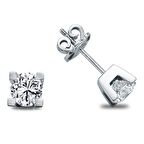 0.10 Ct Takoz Tırnak Tektaş Pırlanta Küpe TKPE19