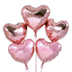 5 Adet 18 İnç 45 Cm Kalp Folyo Balon Pembe