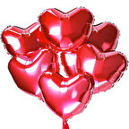 5 Adet 18 İnç 45 Cm Kalp Folyo Balon Kırmızı