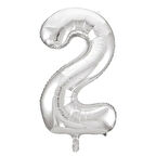1 Adet 34 İnç 76 Cm Gümüş Folyo Balon Helyum Balon 2 Yaş Balonu 2 Rakam Balon