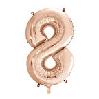 1 Adet 34 İnç 76 Cm Rose Gold Folyo Balon Helyum Balon 8 Yaş Balonu 8 Rakam Balon