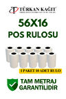 56x16 Termal Rulo - Yazarkasa Pos Rulosu 40 Paket 400 Adet