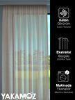 Yakamoz Bej Keten Görünümlü Ekstraforlu Tül Perde Linen Touch Serisi