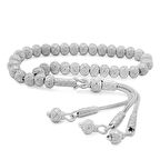 El İşçiliği Küre Kesim Bilek Boy Gümüş Renk 1000 Ayar Gümüş Kazaz Tesbih