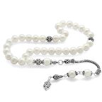 925 Ayar Gümüş Püsküllü Küre Kesim Mayorka İnci Tesbih