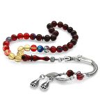 Kararmaz Metal Püsküllü Küre Kesim Bilek Boy Süzme Bonibon Ateş Kehribar Tesbih