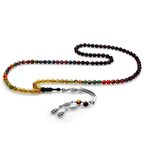 Kararmaz Metal Su Damlası Püsküllü Küre Kesim Bonibon Ateş Kehribar 99'luk Tesbih