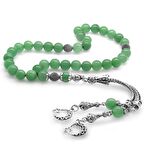 Kararmaz Metal Ayyıldız Püsküllü Küre Kesim Aventurin Doğaltaş Tesbih