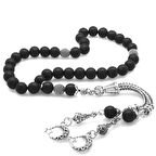 Kararmaz Metal Ayyıldız Püsküllü Küre Kesim Mat Oniks Doğaltaş Tesbih