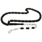 925 Ayar Gümüş Kral Zincir Püsküllü Kapsül Kesim Abanoz Ağacı Tesbih