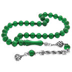 Kararmaz Metal Halat Püsküllü İstanbul Kesim Yeşil Ateş Kehribar Tesbih