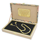 Özel Premium Kutulu 1000 Ayar Kazaz Püsküllü Arpa Kesim Yedek İmameli King Seccer Sarı-Beyaz Hareli Damla Kehribar Tesbih