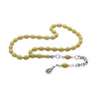 Kararmaz Metal Arnavut Zincir Püsküllü Arpa Kesim Hardal Rengi Bilek Boy Ateş Kehribar Tesbih