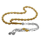 Kararmaz Metal 2'li Kamçı Püsküllü Arpa Kesim Bilek Boy Krem Rengi Ateş Kehribar Tesbih