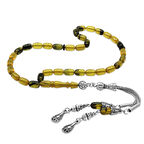 Kararmaz Metal 2'li Kamçı Püsküllü Kapsül Kesim Bilek Boy Soft Sarı-Siyah Ateş Kehribar Tesbih