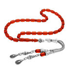 Kararmaz Metal 2'li Kamçı Püsküllü Kapsül Kesim Bilek Boy Kırmızı Ateş Kehribar Tesbih