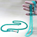 Kararmaz Metal Püsküllü Tekerlek Kesim Su Yeşili Renk 99'luk Kedigözü Tesbih