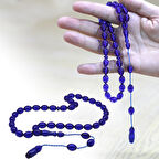 Sistemli Arpa Kesim Lacivert Sıkma Kehribar Tesbih