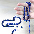 Sistemli Küre Kesim Lacivert Sıkma Kehribar Tesbih