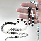 Kararmaz Metal Arnavut Zincir Püsküllü Küre Kesim Kişiye Özel İsim Yazılı Siyah Beyaz Jade Ayyıldız Oniks Doğaltaş Taraftar Tesbih