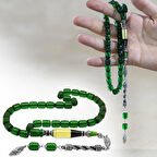 Kararmaz Metal Halat Püsküllü Kurşun Nakkaş İmameli Kapsül Kesim Yeşil Ateş Kehribar Tesbih