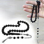 Kararmaz Metal Arnavut Zincir Püsküllü Küre Kesim Abanoz Ağacı Tesbih