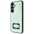 Samsung Galaxy A56 Kılıf Logo Yeri Açık Kamera Lens Korumalı Renkli Kenarlı Şeffaf Silikon