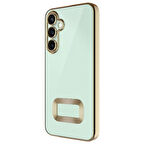 Samsung Galaxy A56 Kılıf Logo Yeri Açık Kamera Lens Korumalı Renkli Kenarlı Şeffaf Silikon