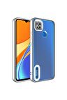 Xiaomi Redmi 9C Kılıf Logo Yeri Açık Kamera Lens Korumalı Renkli Kenarlı Şeffaf Silikon